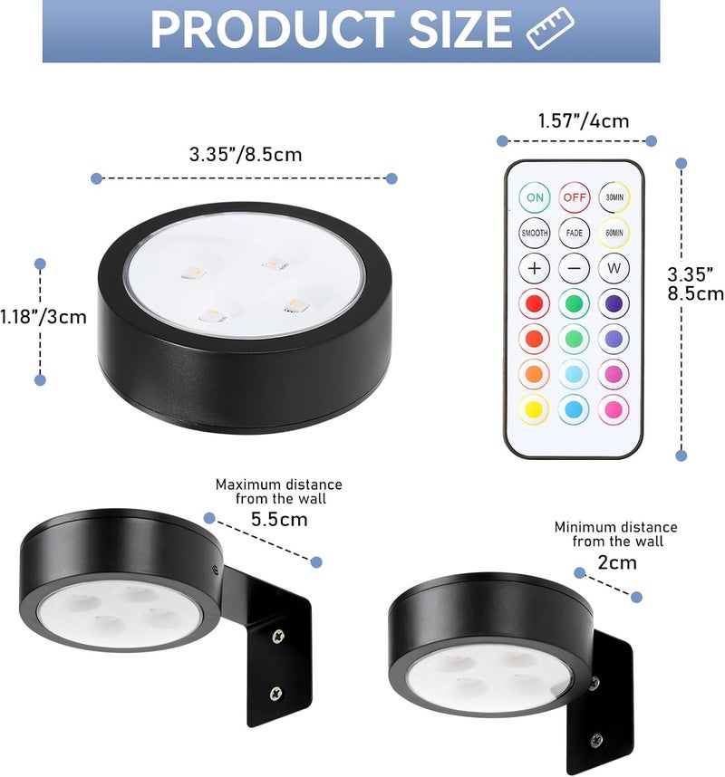 KELUOLY 4-Pack Wireless Battery Operated Painting Light with Remote Control,13 Color RGB Magnetic Led Art Display Light for Picture Frame, Dimmable and Timer Painting Light, Wall Decor Black display light - Image 5